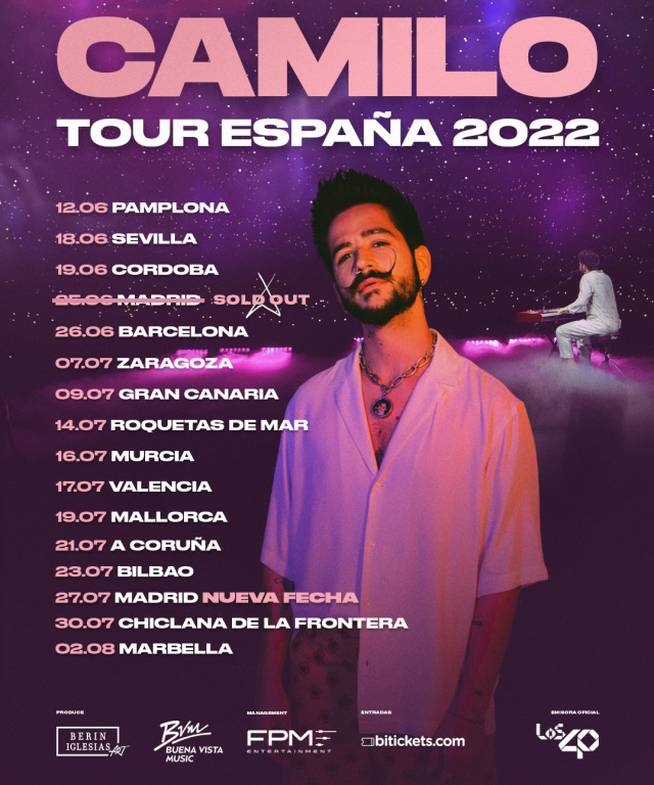 Cartel completo de la gira de Camilo en España