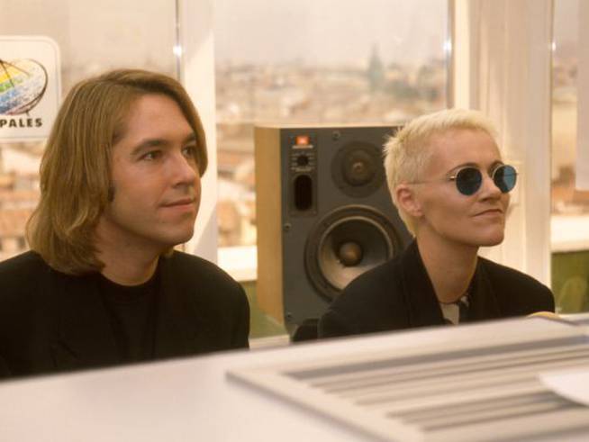 El dúo Roxette, en una de sus visitas a LOS40 en 1991
