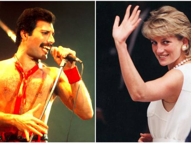 El vocalista de Queen, Freddie Mercury y la princea Lady Di, en la década de los 80.