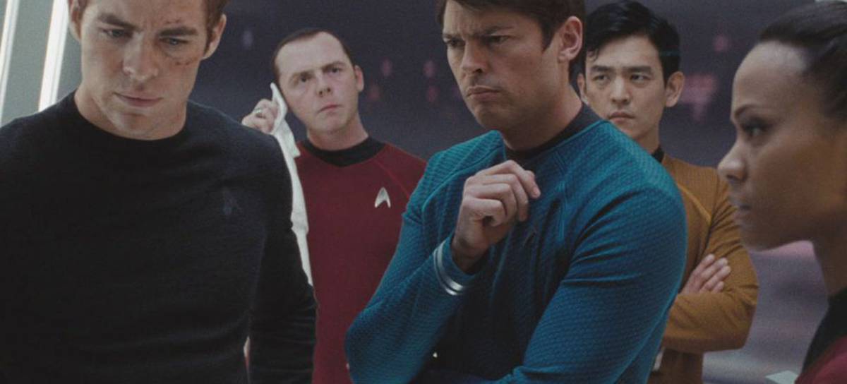 (De izq a der) Chris Pine, Simon Pegg, Karl Urban, John Cho y Zoe Saldana en una escena de &#039;Star Trek&#039; (2009)