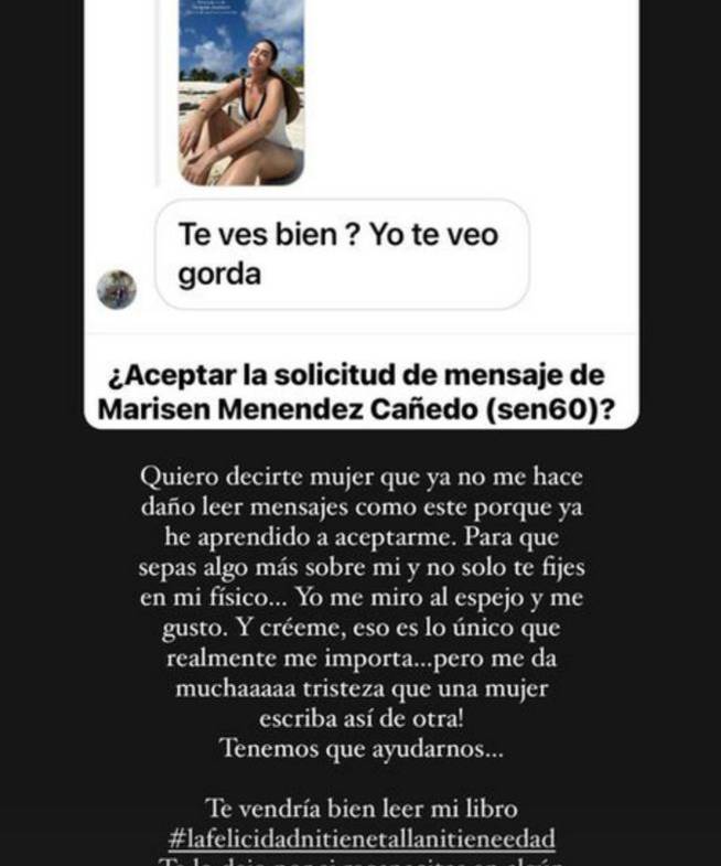 Vicky Martín Berrocal responde a un hater.
