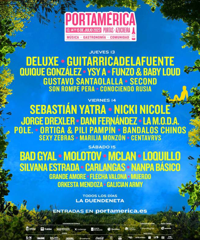 El cartel del festival PortAmérica 2023 por días.