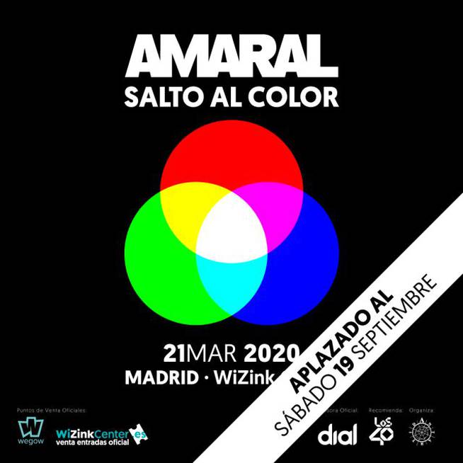 El concierto de Amaral en Madrid previsto para el 21 de marzo se aplaza al 19 de septiembre.