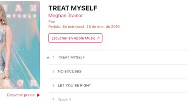 Captura del álbum de Meghan Trainor en iTunes, donde viene incluida la fecha de lanzamiento