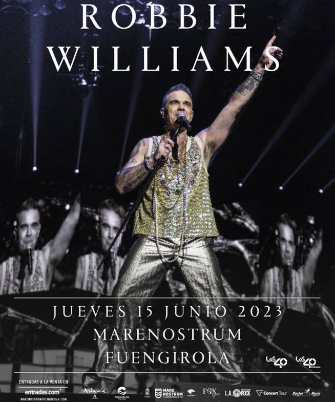 Cartel del concierto de Robbie Williams en Fuengirola de su XXV Tour