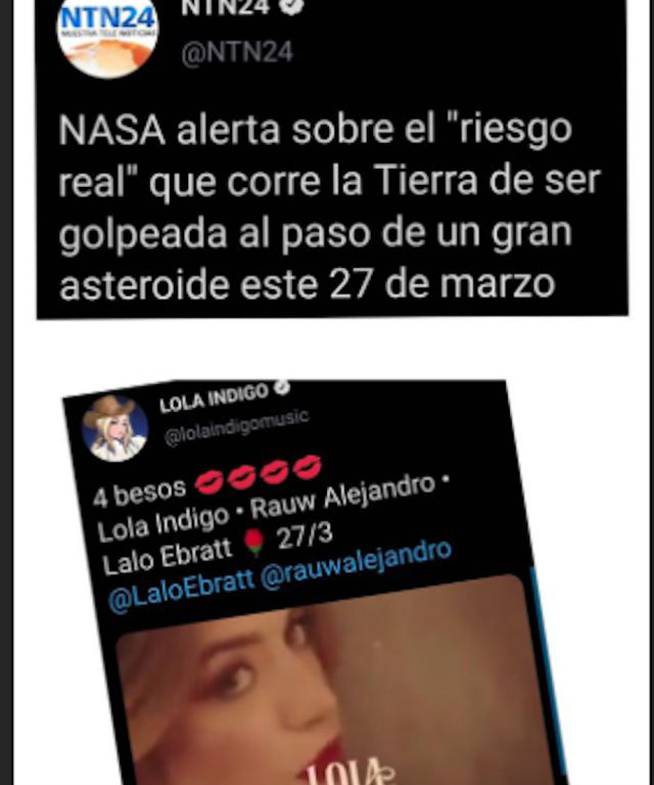Teoría que relaciona los anuncios de la NASA con los lanzamientos de Lola Índigo.