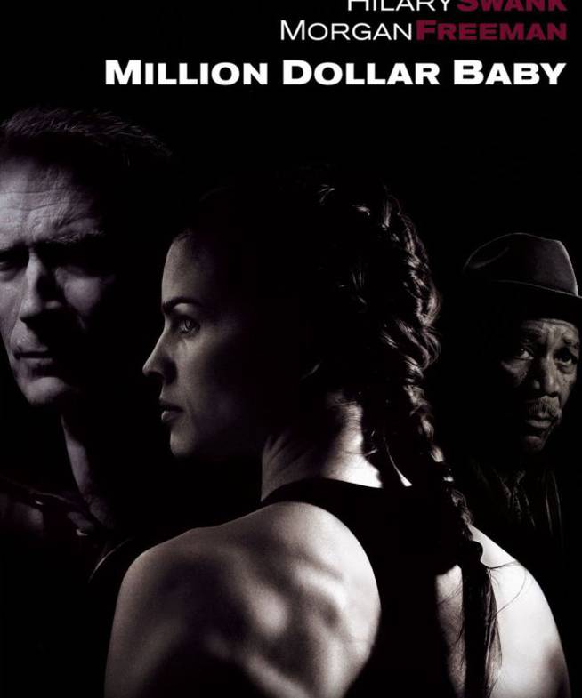  (De izq a der) Clint Eastwood, Hilary Swank y Morgan Freeman en el cartel promocional de &#039;Million Dollar Baby&#039;