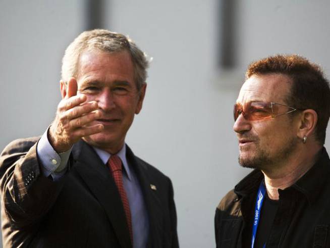 Reunión de George Bush y Bono en Alemania en 2007.