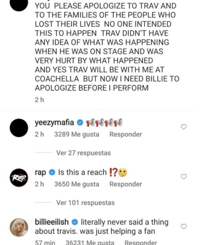 Kanye West le exige una disculpa a Billie Elish por supuesta indirecta a Travis Scott