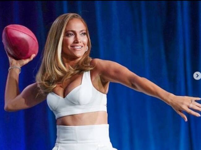 Jennifer López durante la rueda de prensa.