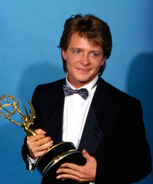 Michael J. Fox en 1987 cuando ganó un Premio Emmy.
