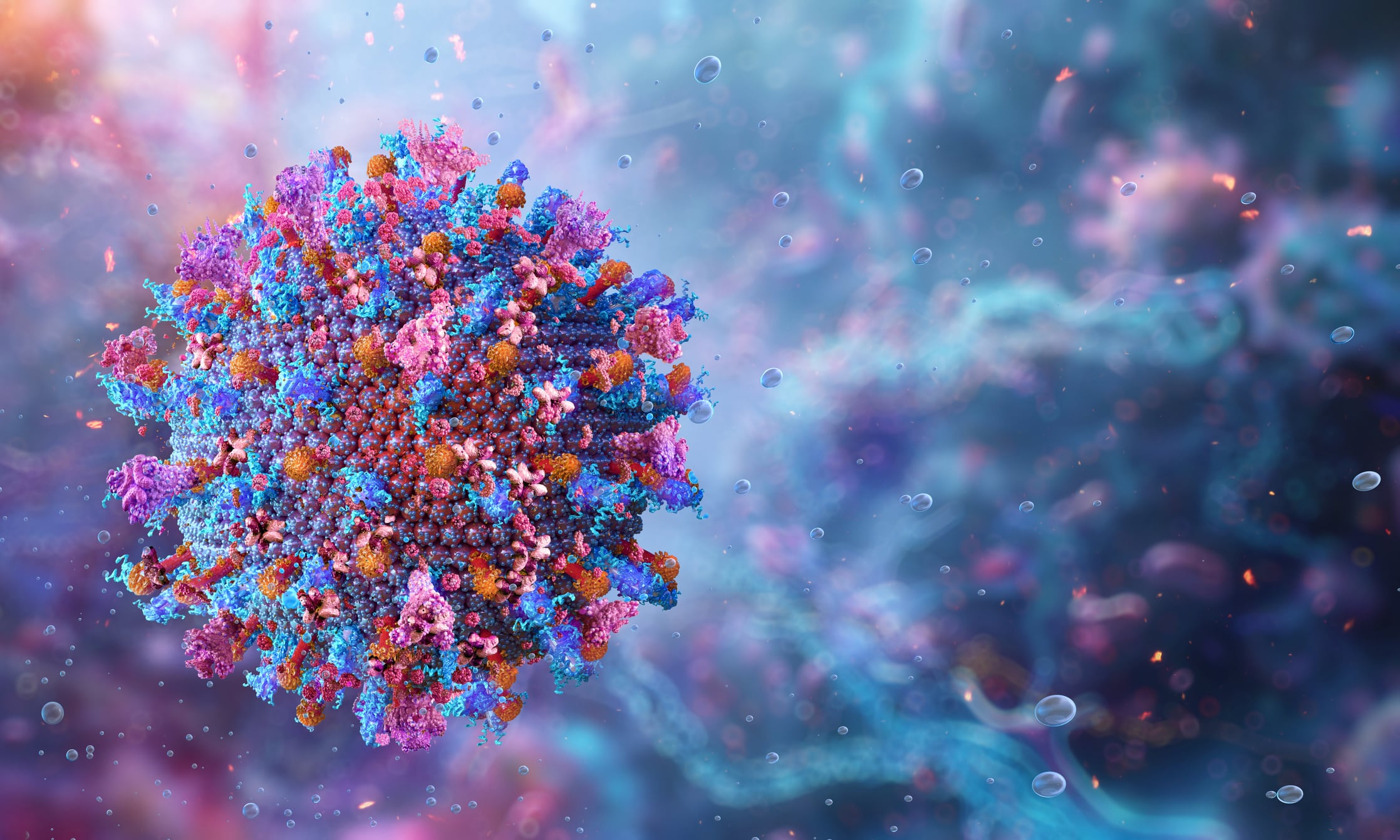 Ilustración 3D del virus de la peste porcina africana (PPA).