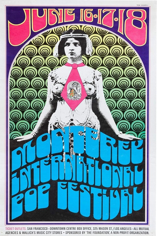 Uno de los carteles del Monterey Pop, de estética psicodélica.