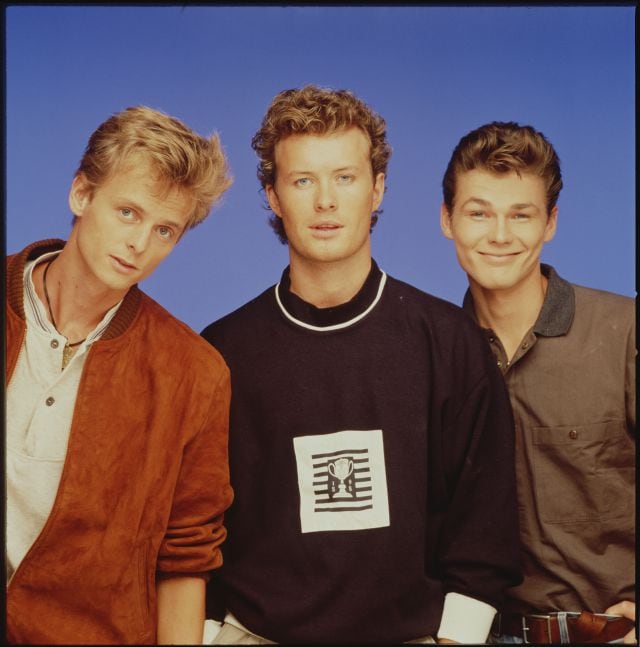 Paul Waaktaar-Savoy, Magne Furuholmen, Morten Harket, miembros de A-Ha, en 1990.