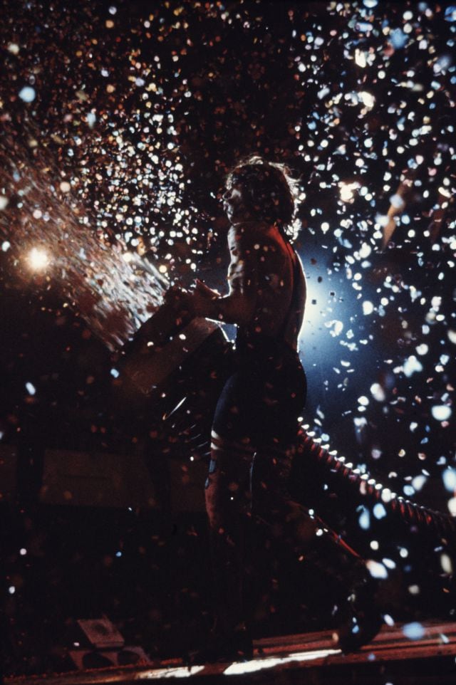 El cantante de los Rolling Stones, Mick Jagger, durante un concierto de su gira europea en 1976.