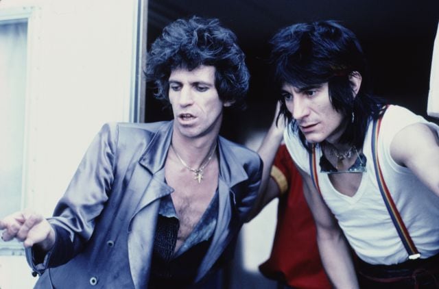 Los guitarristas Keith Richards y Ronnie Wood, de los Rolling Stones, en 1981.