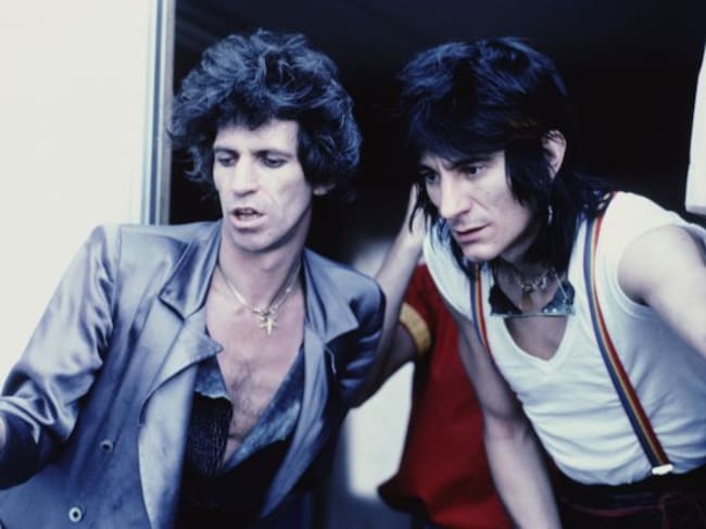 Los guitarristas Keith Richards y Ronnie Wood, de los Rolling Stones, en 1981.
