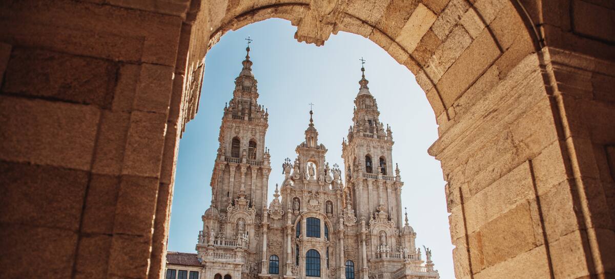 Panorámica de la Catedral de Santiago de Compostela.