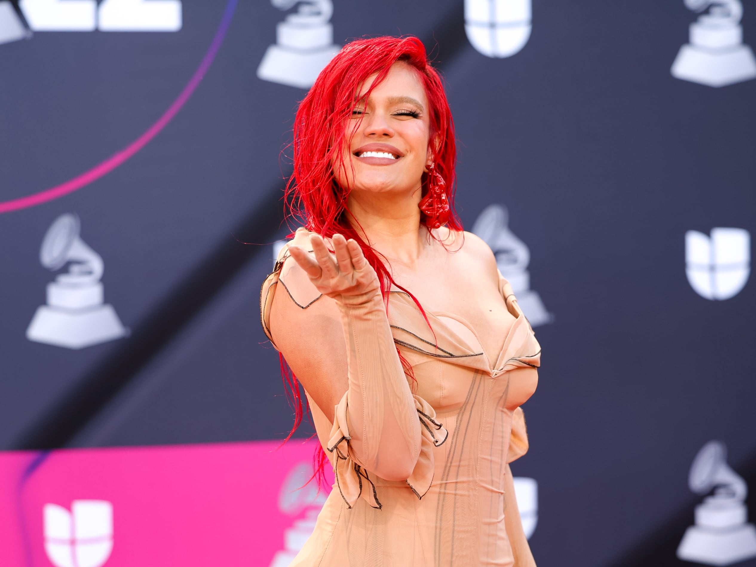 Karol G at the 23rd Annual Latin Grammy Awards held at the Michelob Ultra Arena on November 17, 2022 in Las Vegas, Nevada. (Photo by Christopher Polk/Variety via Getty Images)