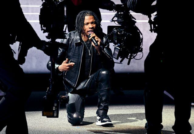 Lil Baby durante su actuación en los Premios Grammy 2021.