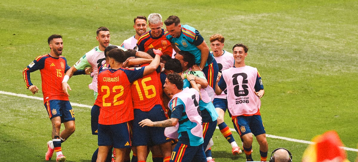 La Selección Española celebrando su pase a semifinales en el Mundial 2026.