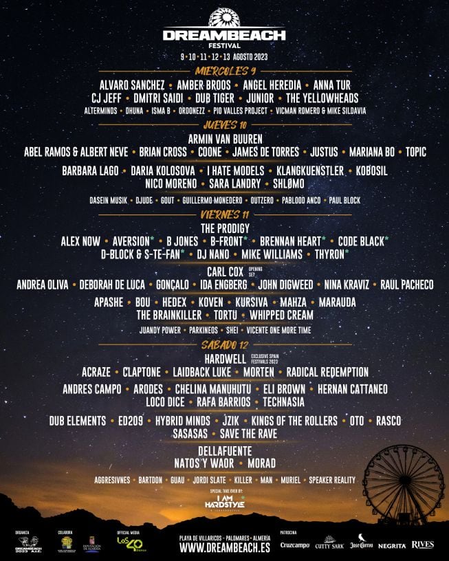 Dreambeach 2023, cartel por días.