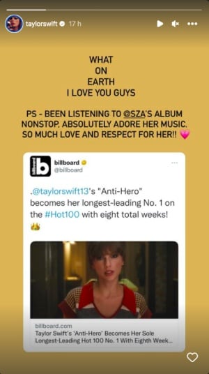 Taylor Switf a través de Instagram Stories