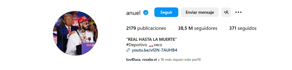 La foto de perfil de Anuel AA en Instagram