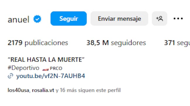 La foto de perfil de Anuel AA en Instagram