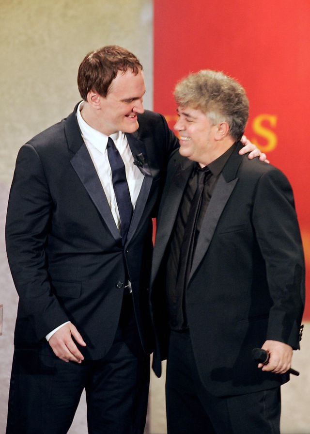 Quentin Tarantino junto a Pedro Almodóvar en el Festival de Cannes en el año 2004. 