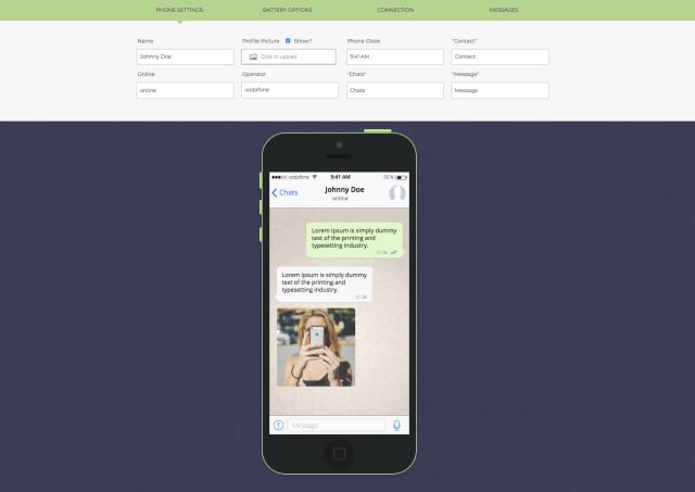 Captura de pantalla de la web FakeWhats