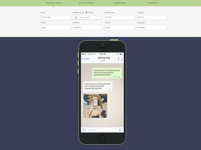 Captura de pantalla de la web FakeWhats