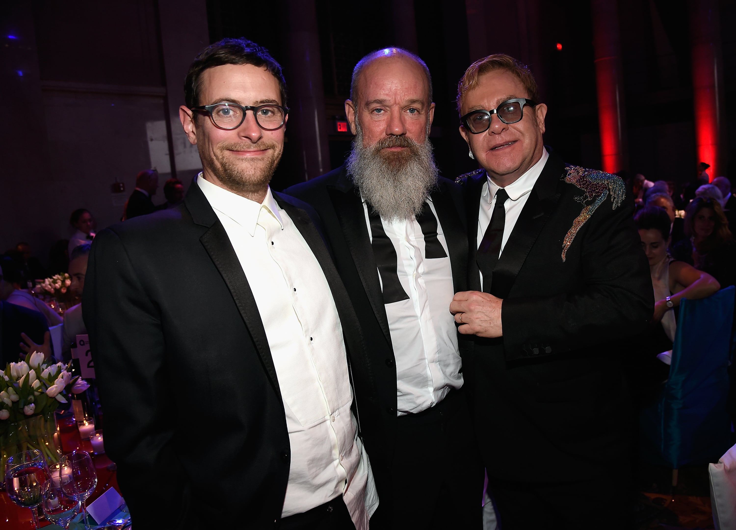 Thomas Dozol, Michael Stipe y Elton John en la 15ª edición de la gala celebrada por la Fundación Elton John contra el SIDA