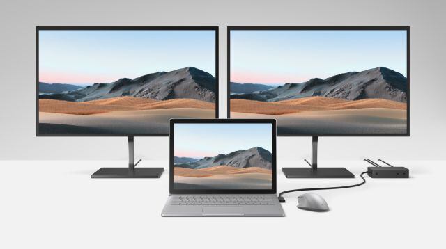 Surface Book 3 conectado al Surface Dock 2