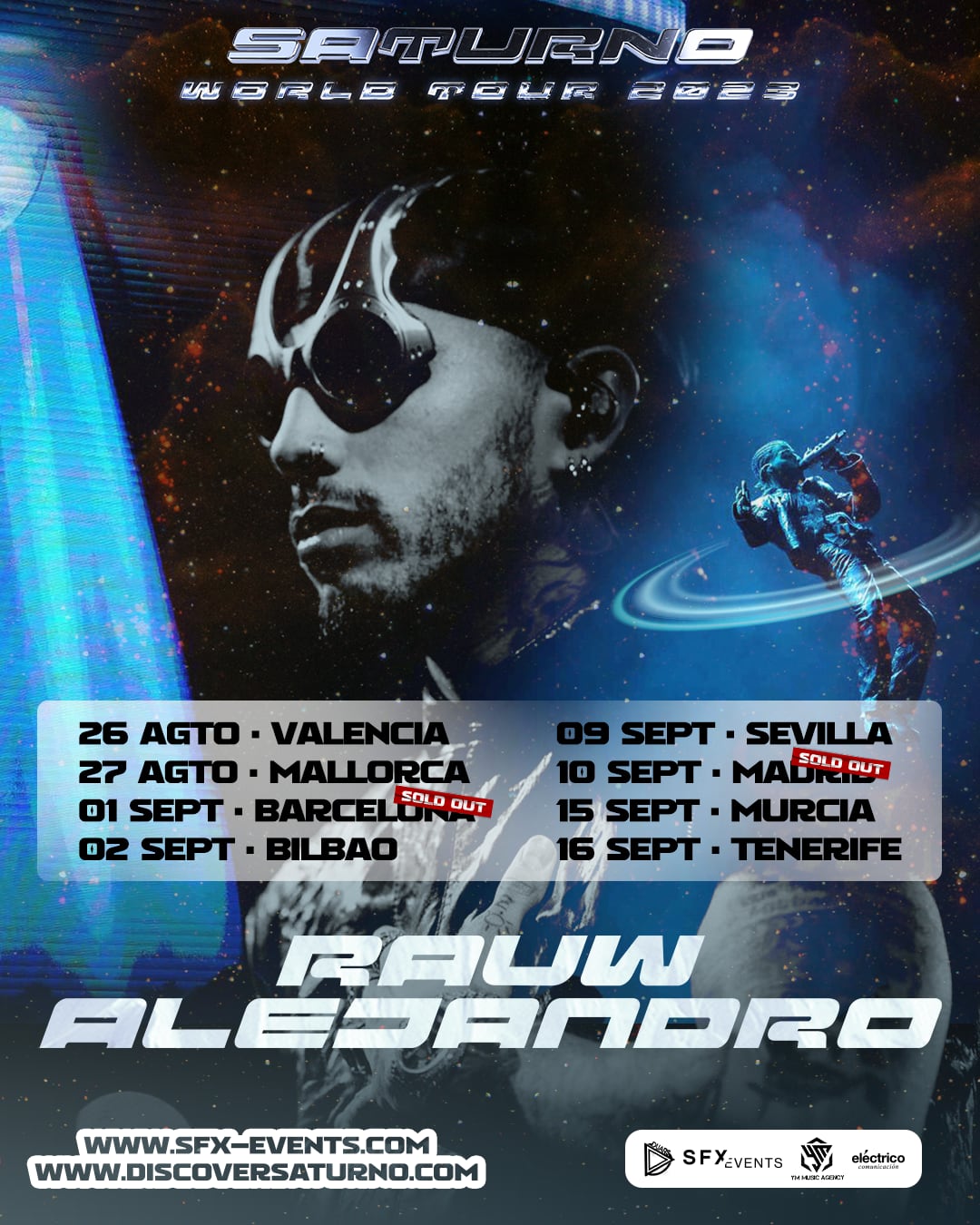 Fechas en España de la gira Saturno World Tour de Rauw Alejandro.