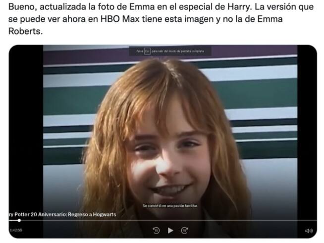 Corrigen la imagen de Emma Watson, ya no está la de Emma Roberts en el especial de Harry Potter
