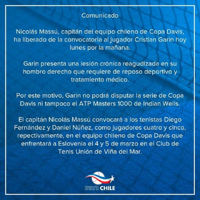                                                                           Comunicado| Federación de Tenis de Chile</em>
