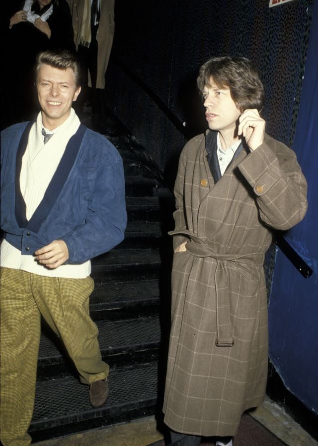 David Bowie y Mick Jagger, en 1985.