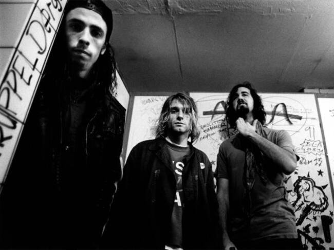 Dave Grohl, Kurt Cobain y Krist Novoselic, de Nirvana.