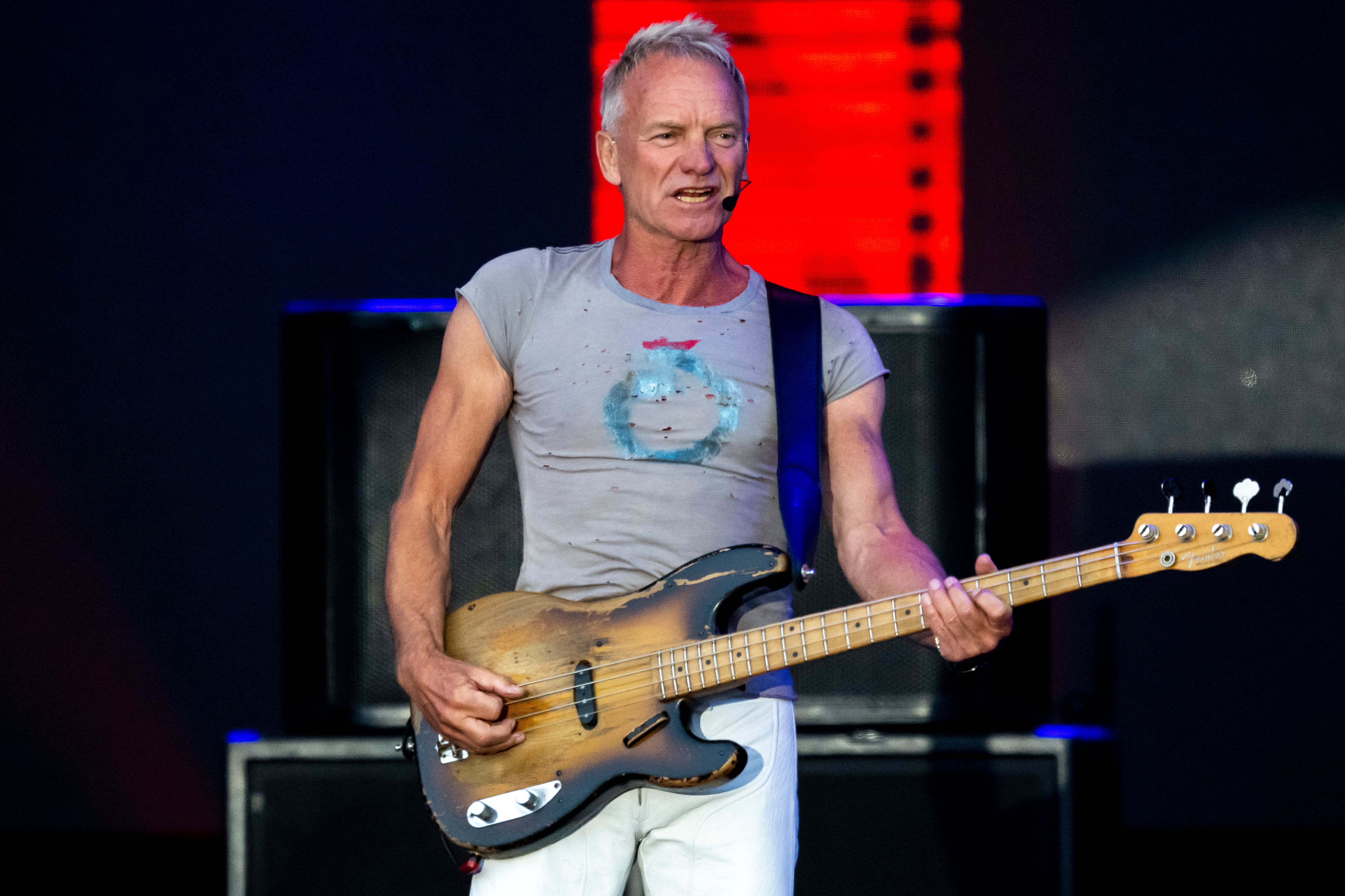 Sting durante un concierto en Cardiff, Gales, en julio de 2023.