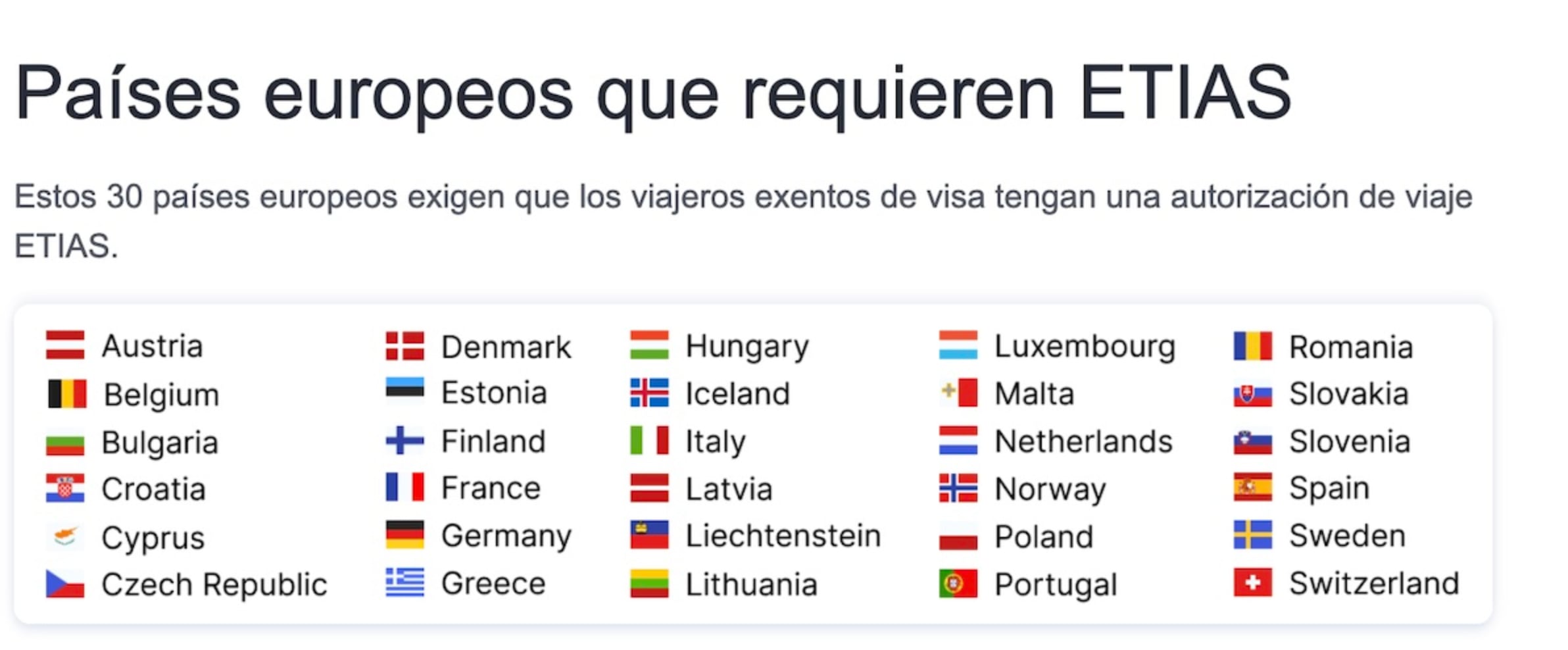 Países que requieren el ETIAS