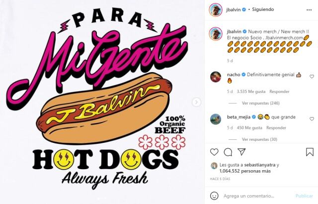 J Balvin lanzó merch oficial con las críticas de Residente llamándolo carrito de Hot Dog