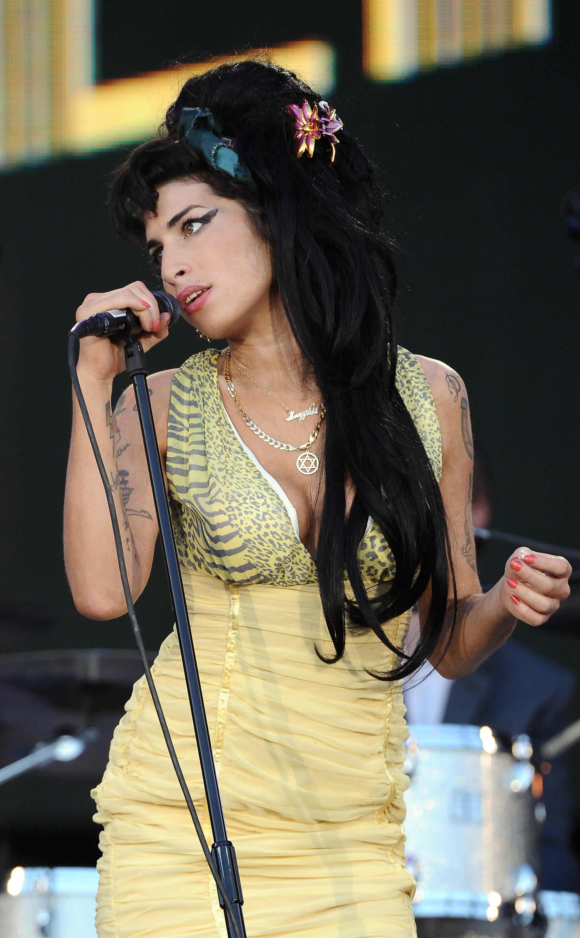 Amy Winehouse durante un concierto en  Rock in Rio en Arganda del Rey (Madrid), el 4 de julio de 2008.