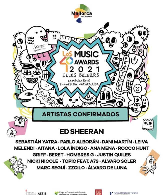 Cartel de confirmados de LOS40 Music Awards 2021 Illes Balears