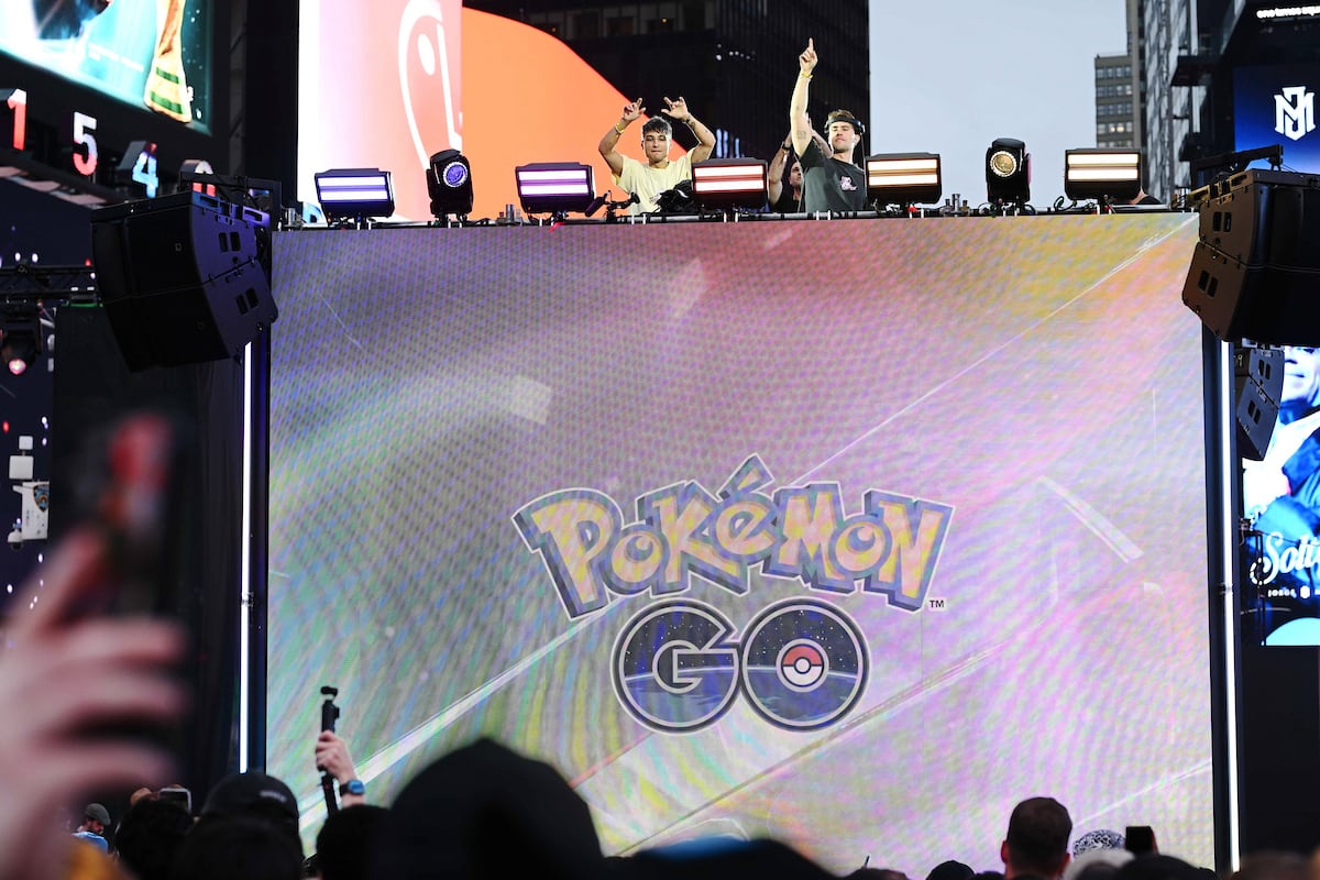 Joe De Pace and Andrew Fedyk of Loud Luxury perform at the Pokémon GO 10th Anniversary Celebration in Times Square on Thursday, July 9, 2026, in New York. (Carla Torres/AP Content Services for Scopely Explore)