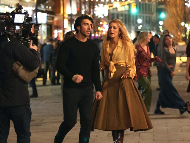 Blake Lively y Justin Baldoni en el rodaje de Romper el círculo
