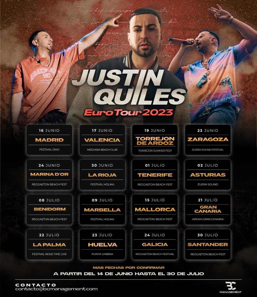 Fechas de la gira de Justin Quiles por Europa en 2023 / BC Management