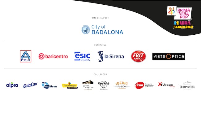 ELS40 Primavera Pop 2026: amb el suport de l’Ajuntament de Badalona i el patrocini d’Aldi, Baricentro, ESIC University, La Sirena, Frit Ravich i VistaOptica.
