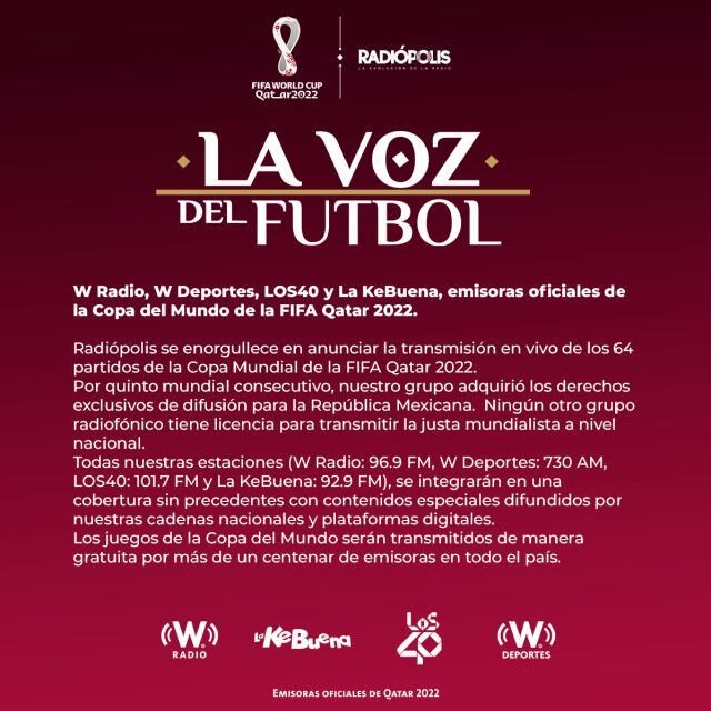 Radiópolis será la voz del Mundial