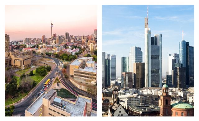 Johanesburgo y Frankfurt, las peores ciudades para vivir según el Expat City Ranking 2022.